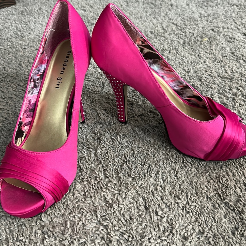 Madden girl pink rhinestone heels